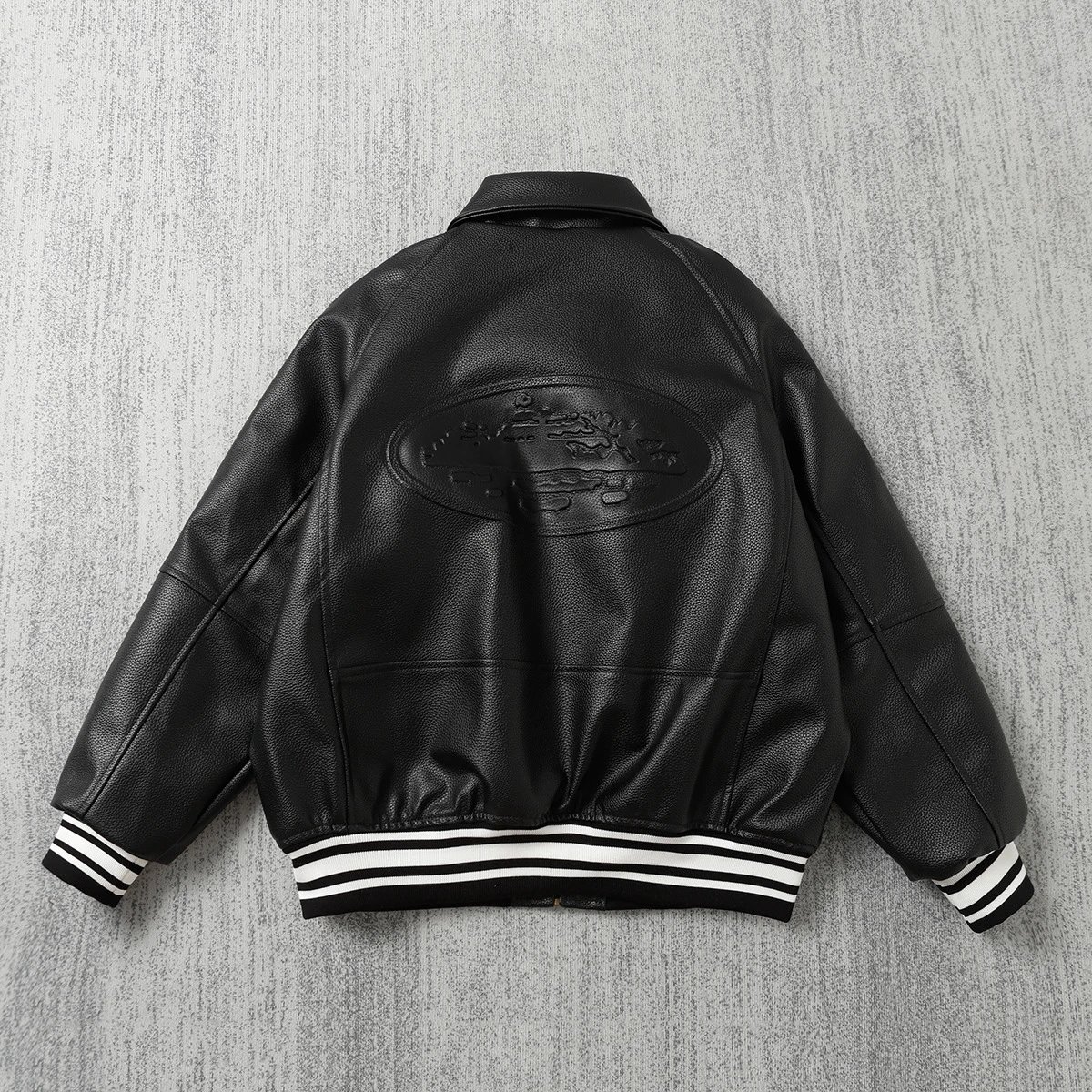 Corteiz Jackets PU Leather Bomber Jacket with Alcatraz Emblem image 2