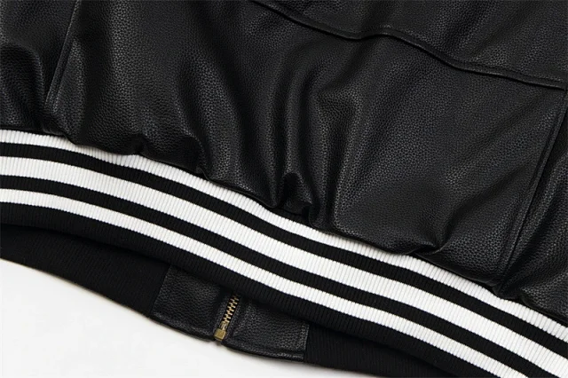 Corteiz Jackets PU Leather Bomber Jacket with Alcatraz Emblem product detail image 8