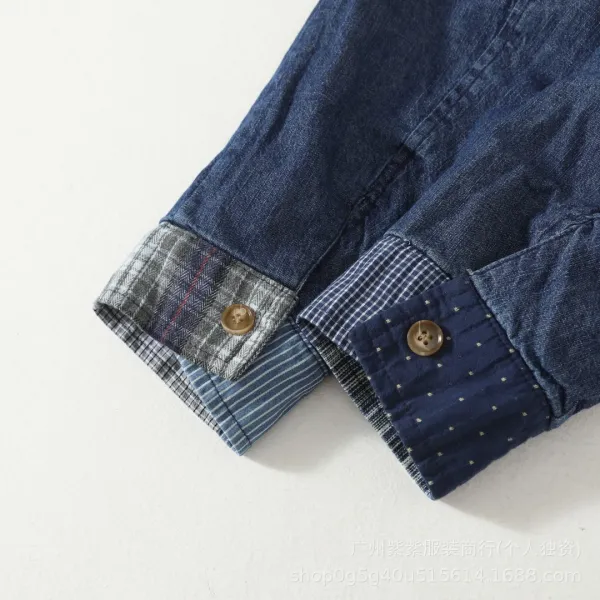 Ralph Lauren Patchwork Denim Jacket and Indigo Block-Print Dress Set with White Tote Bag - 20