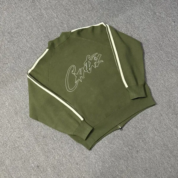 Carhartt WIP Script Logo Olive Green Track Jacket - 1