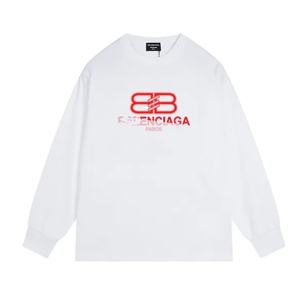 Balenciaga BB Logo Long-Sleeve T-Shirt White - 1