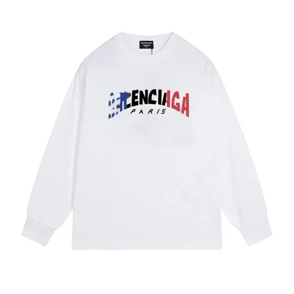Balenciaga Logo Print Long-Sleeve T-Shirt White - 1