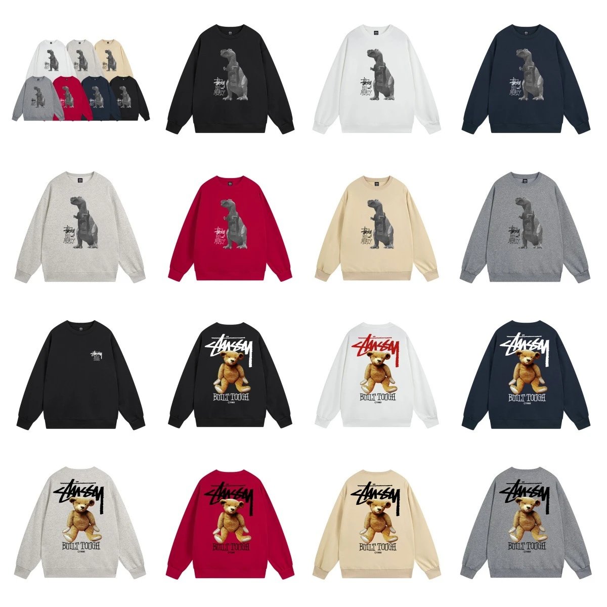 Stüssy Flame Logo Crewneck Sweatshirt Gray - 5
