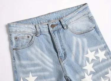 Star-Print Distressed Slim Fit Jeans - 7