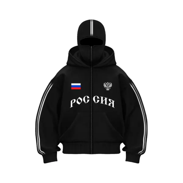 Design Russia-Themed Balaclava Hoodie Black - 1