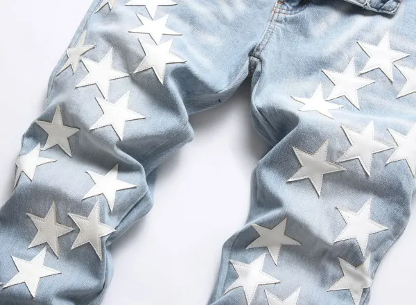 Star-Print Distressed Slim Fit Jeans - 9