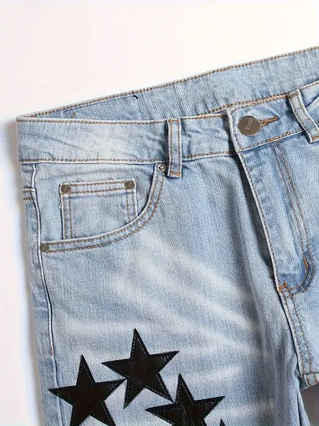 Star-Print Distressed Slim Fit Jeans - 16
