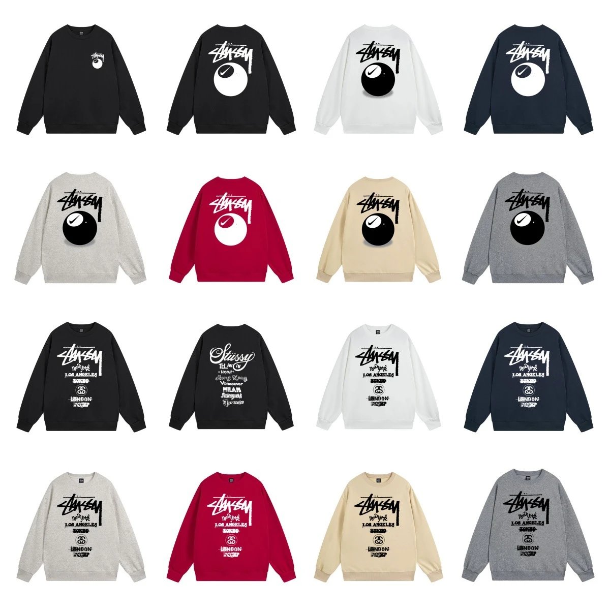 Stüssy Flame Logo Crewneck Sweatshirt Gray - 6