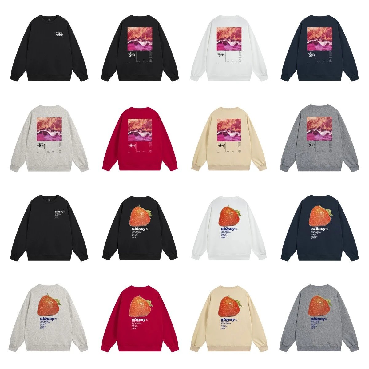 Stüssy Flame Logo Crewneck Sweatshirt Gray - 7