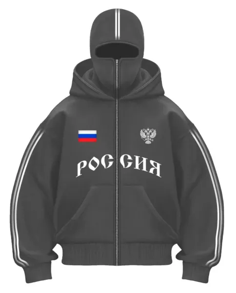 Design Russia-Themed Balaclava Hoodie Gray - 1