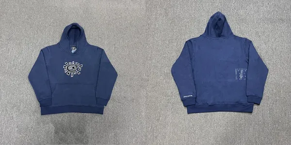Off-White x Unknown Collaborator Sun Logo Hoodie Navy Blue Hoodie - 1