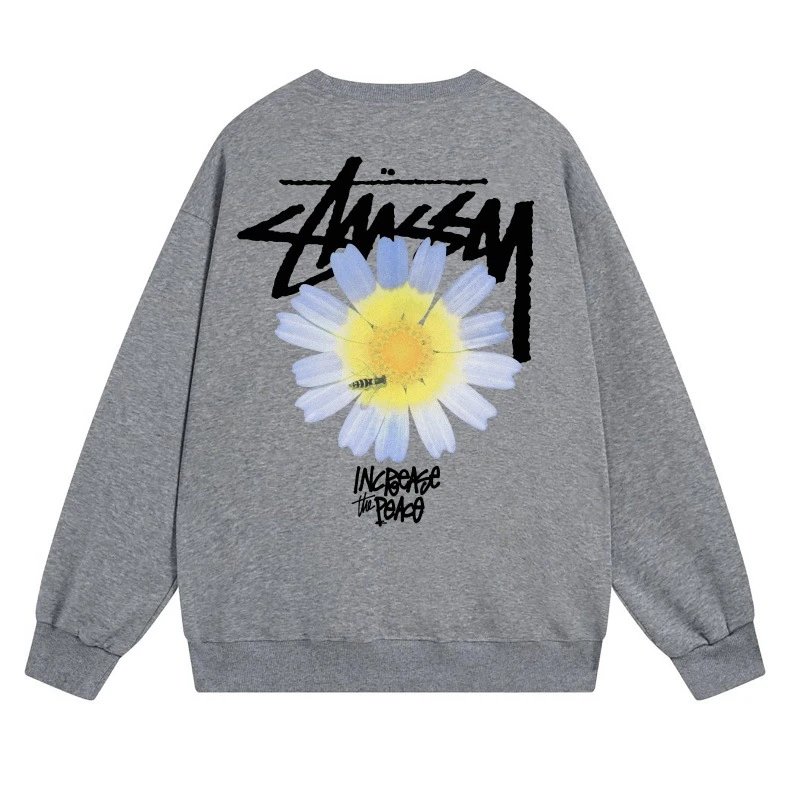 Stüssy Flame Logo Crewneck Sweatshirt Gray - 14