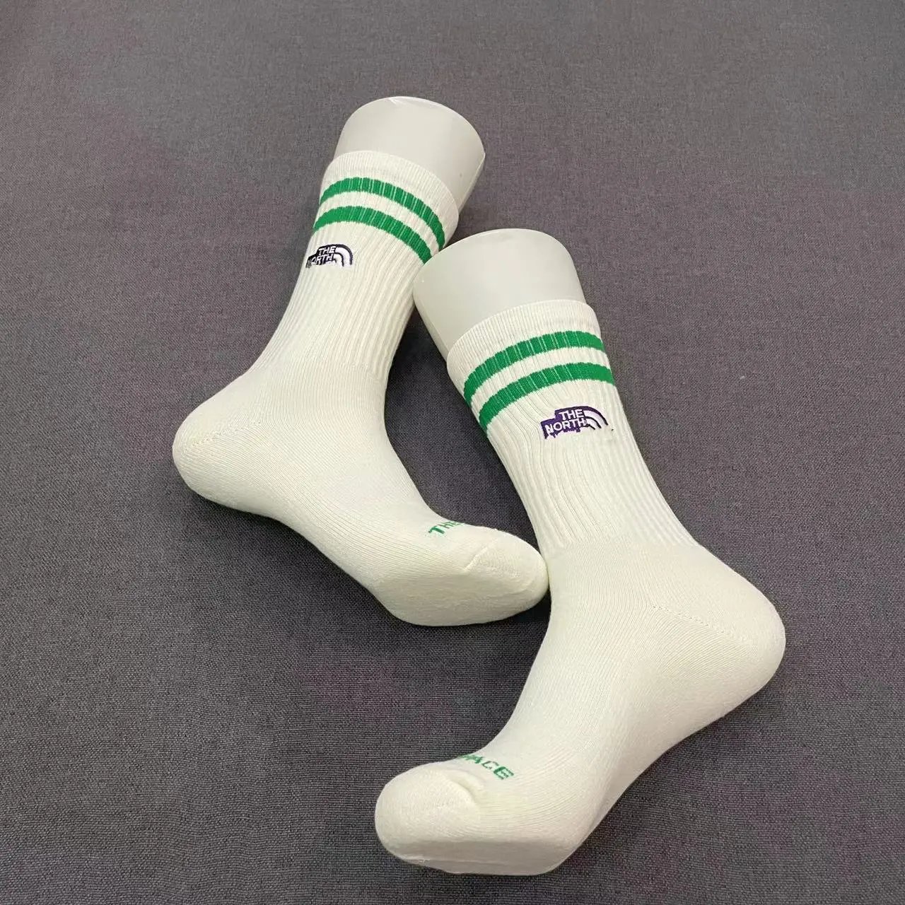 The North Face Two-Stripe Crew Socks White/Green - 1