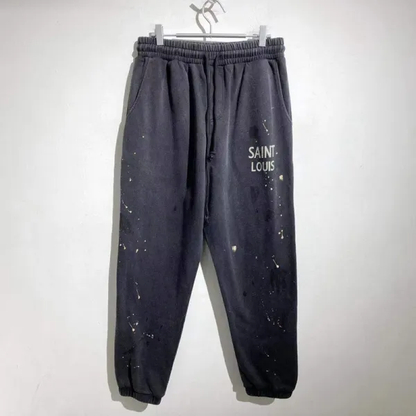 Saint Laurent Paint-Splatter Sweatpants Gray - 1