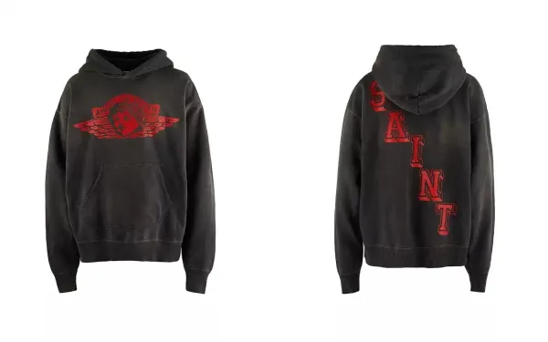 Saint Laurent Angel of Death Hoodie Black - 1