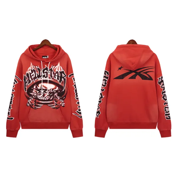 Hellstar Skull Flame Hoodie Red - 1