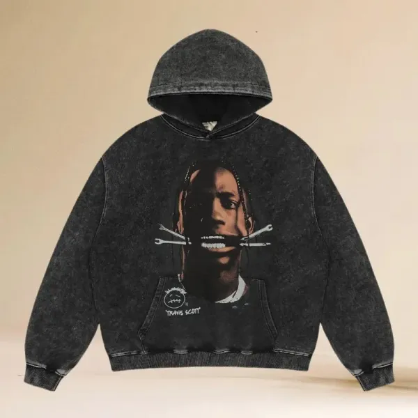 Travis Scott x Cactus Jack Hoodie Acid Wash Black Hoodie - 1