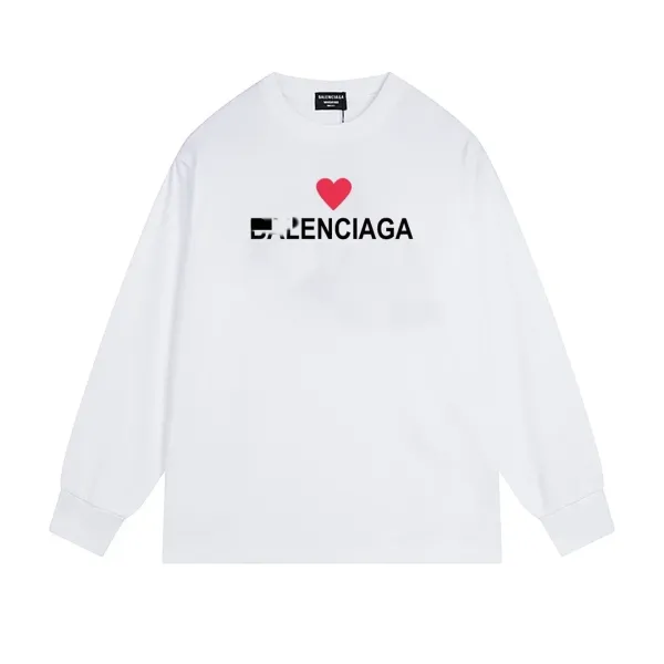 Balenciaga Heart Logo Long-Sleeve T-Shirt White - 1