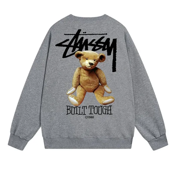 Stüssy Built Tough Bear Gray Hoodie - 1