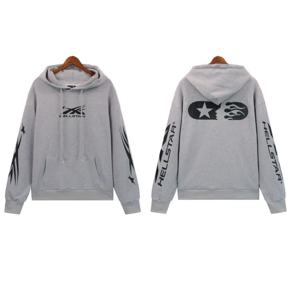 Hellstar Star Flame Graphic Hoodie Gray - 1