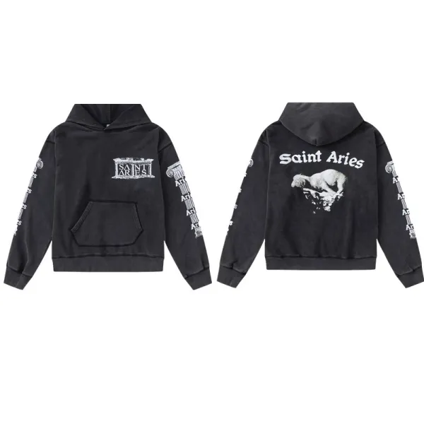 Saint Aries Graphic Hoodie Black - 1