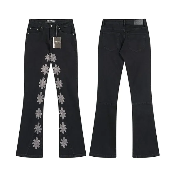 Philipp Plein Flower-Embroidered Flared Black Jeans - 1