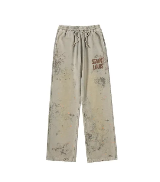 Saint Louis Distressed Print Sweatpants Beige - 1