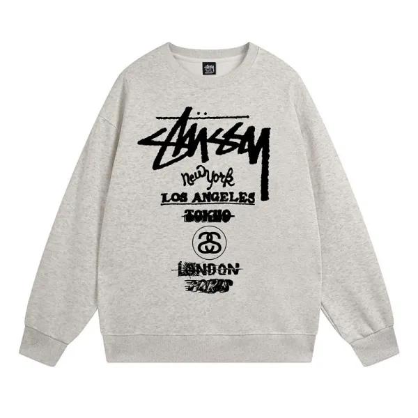 Stüssy World Tour Graphic Sweatshirt Gray Hoodie - 1