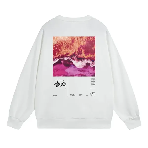 Stüssy Ocean Wave Graphic White Hoodie - 1