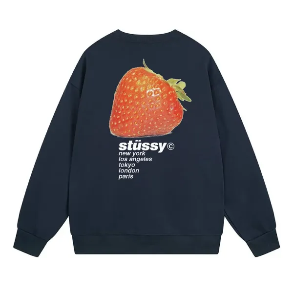Stüssy Strawberry Print Navy Hoodie - 1