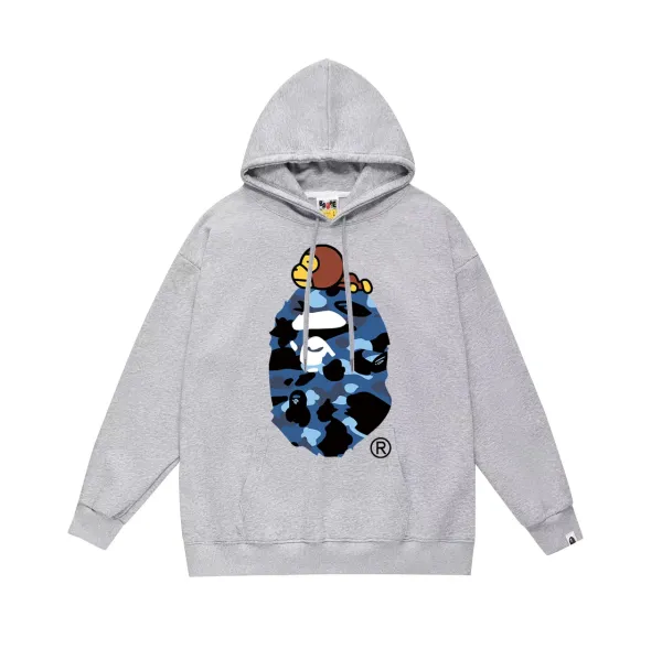 A Bathing Ape x Bapesta Camo Ape Head Hoodie Gray - 1