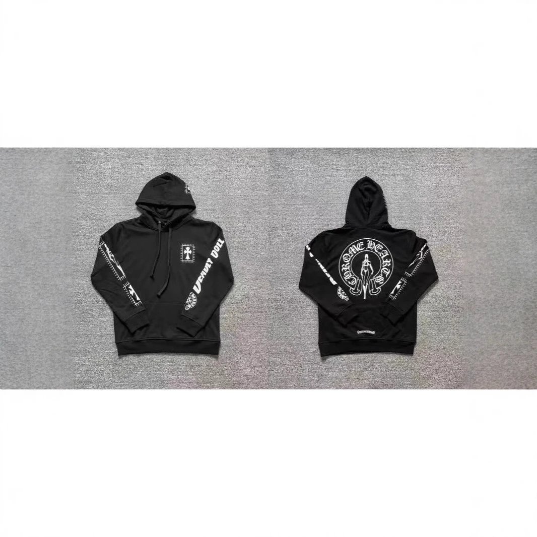 Chrome Hearts Hoodie Black Embroidered Logo Zip-Up Hoodie - 3