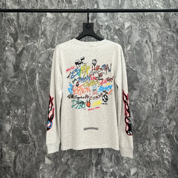 Chrome Hearts x Unknown Artist Long Sleeve T-Shirt Gray Multicolor Graphic Print - 5