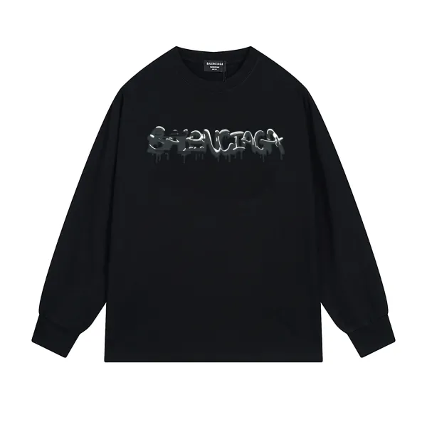 Balenciaga Graffiti Logo Black Long-Sleeve T-Shirt - 1