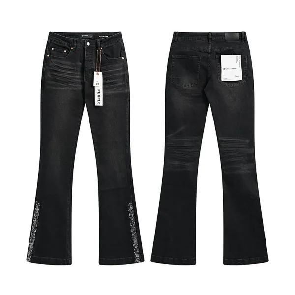 PURPLE Flare Jeans Distressed, Floral Appliqué, Logo Print, and Cargo Styles Denim - 23