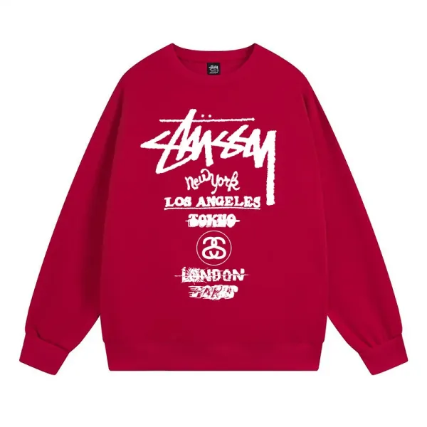Stussy World Tour Crewneck Sweatshirt Red - 1