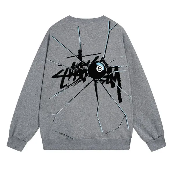 Stüssy Cracked Glass 8-Ball Hoodie Gray - 1