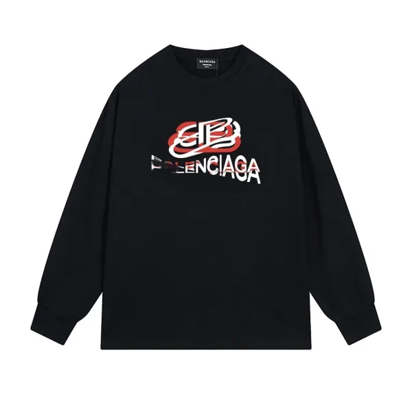Balenciaga Logo Print Black Long-Sleeve T-Shirt - 1