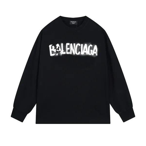 Balenciaga Spray Paint Logo Long-Sleeve T-Shirt Black - 1