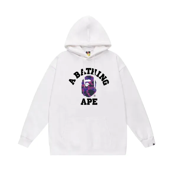 A Bathing Ape Camo Ape Head Arch Logo Hoodie White - 1