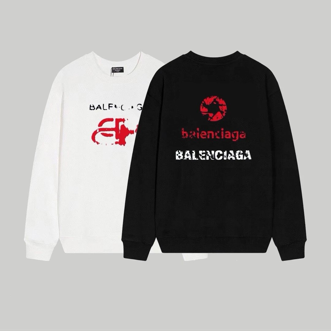 Balenciaga Logo Print Black Hoodie - 47