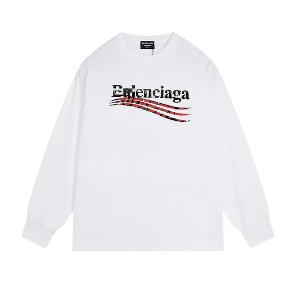 Balenciaga x Supreme Logo Long-Sleeve T-Shirt White - 1