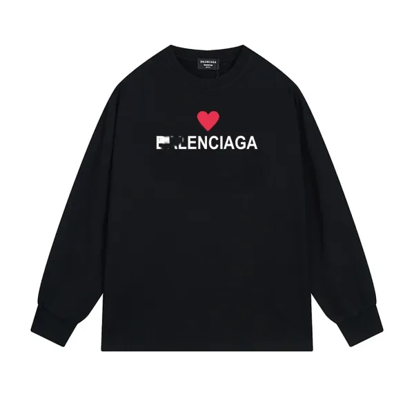 Balenciaga Heart Logo Long-Sleeve T-Shirt Black - 1