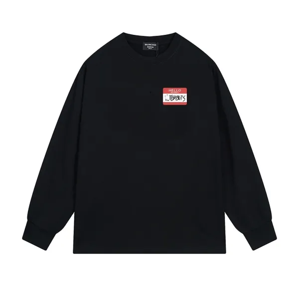 Balenciaga x Vetements Hello Name Tag Long-Sleeve T-Shirt Black - 1
