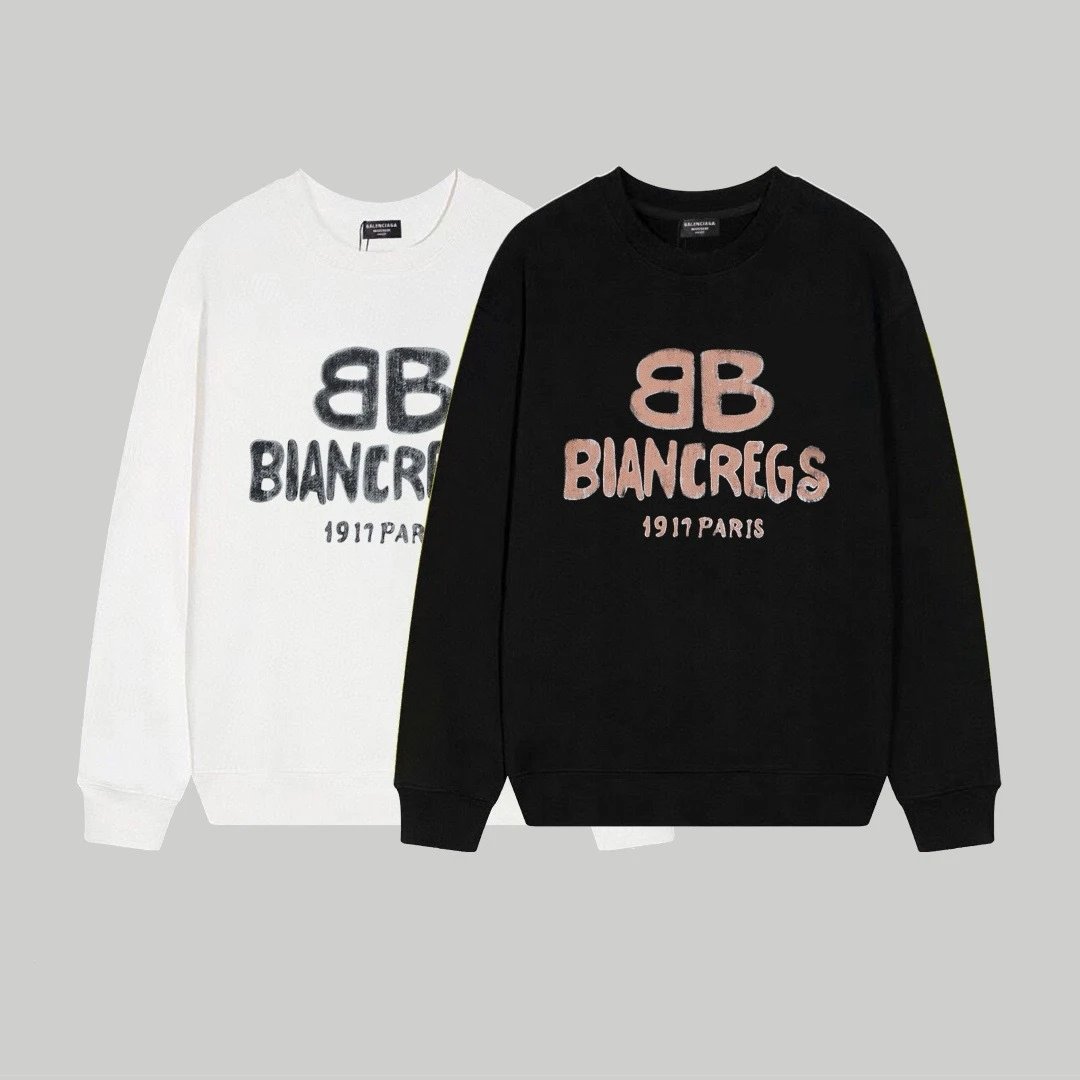 Balenciaga Logo Print Black Hoodie - 28