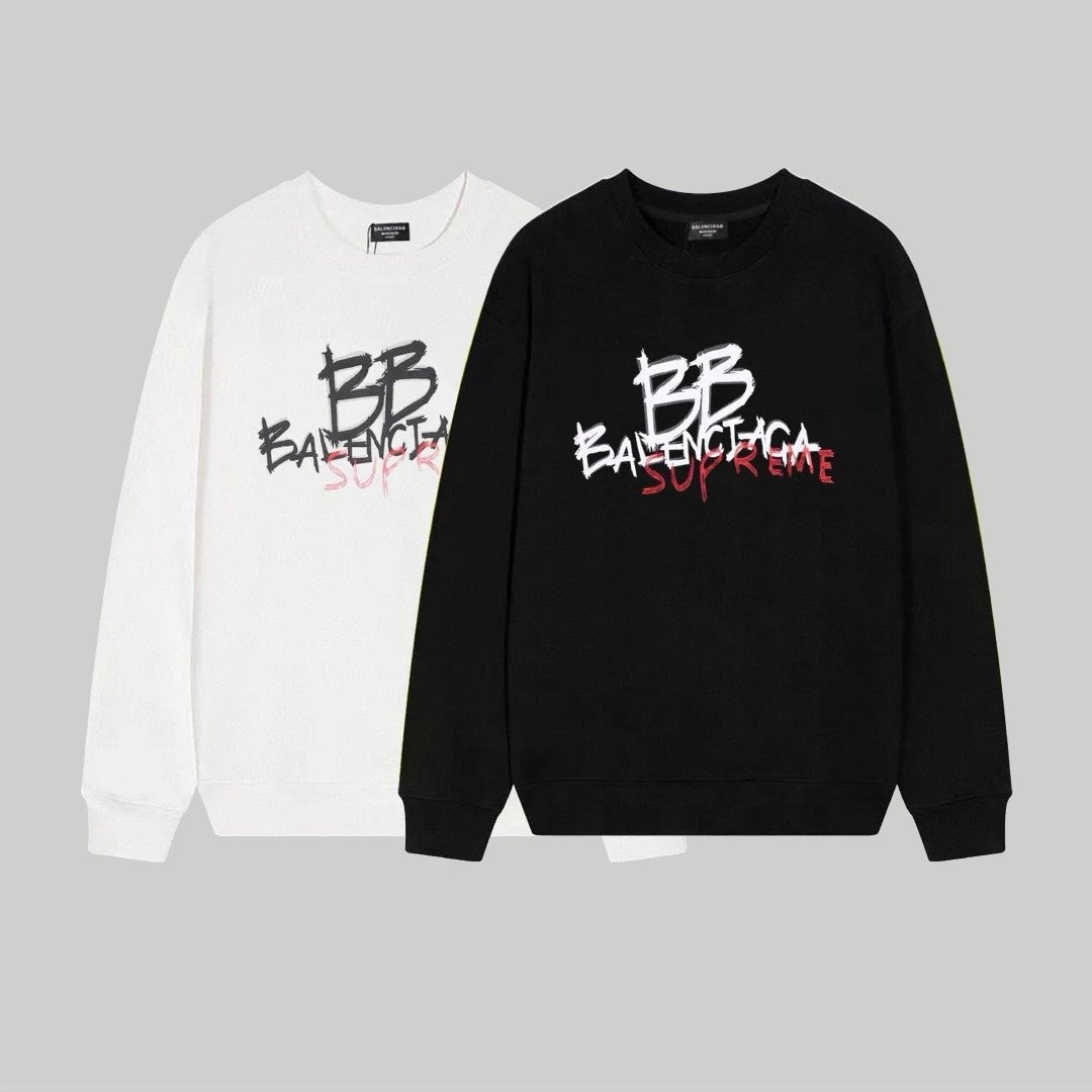 Balenciaga Logo Print Black Hoodie - 30