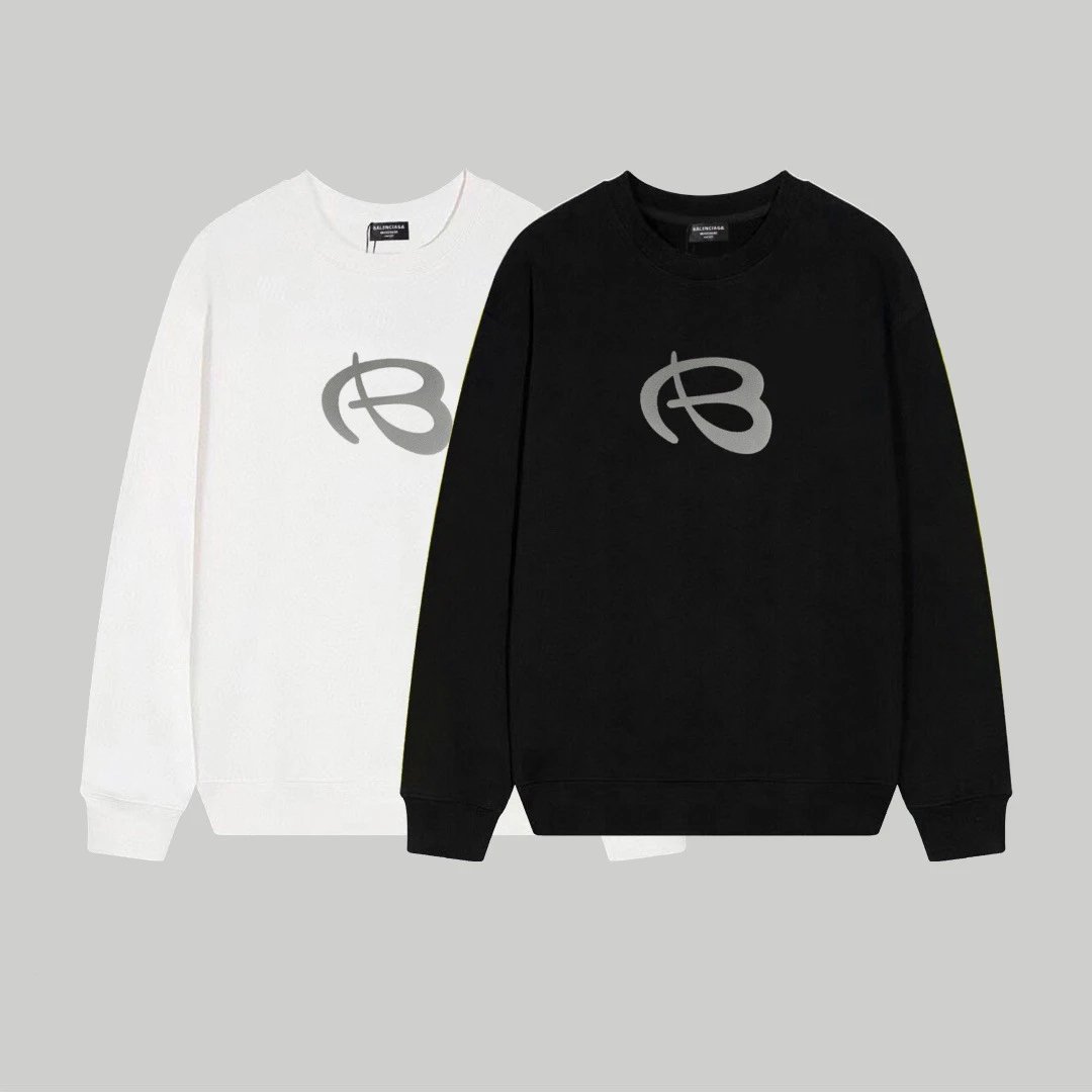 Balenciaga Logo Print Black Hoodie - 32