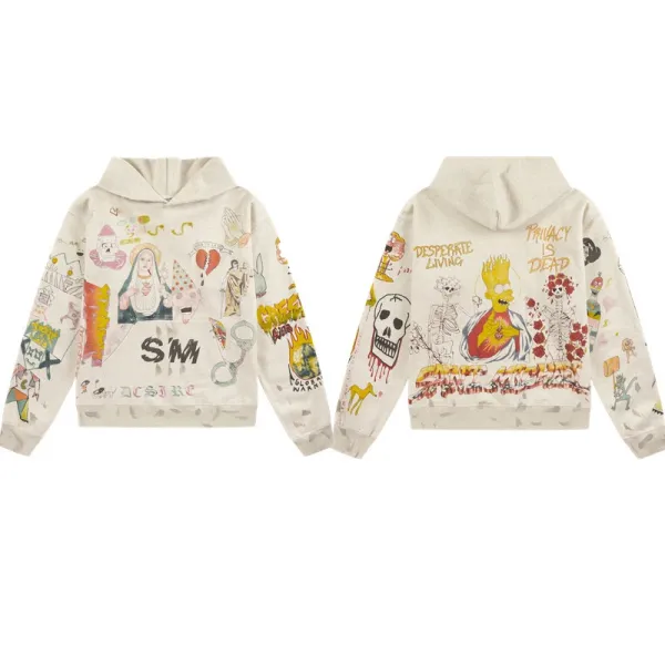 MSCHF x The Simpsons Collaboration Oversized Graphic Hoodie Beige - 1