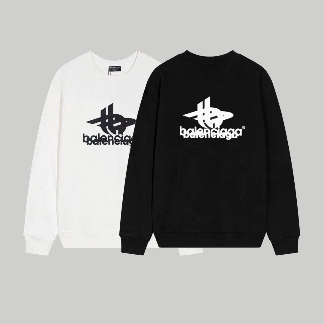 Balenciaga Logo Print Black Hoodie - 43