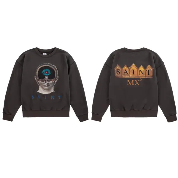Saint Laurent Saint MX6 Graphic Hoodie Brown - 1